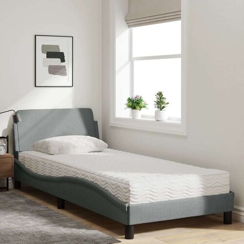 VidaXL Krevet s madracem svjetlosivi 90x190 cm od tkanine Slike