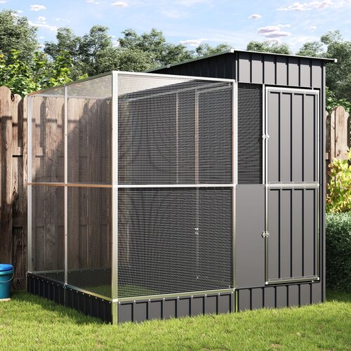 VidaXL voliera s podalj&amp;scaron;kom srebrna 209x203x216 cm jeklo Slike