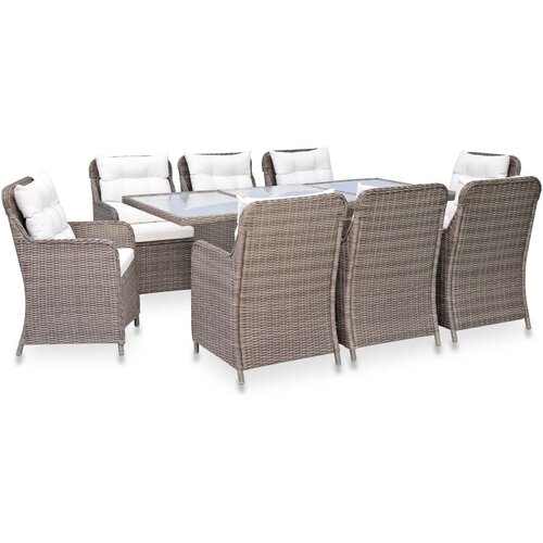Poli 3057797 9 Piece Outdoor Dining Set Poly Rattan Brown (4x44148+310142) Slike
