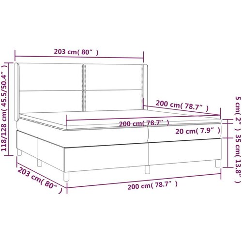  Box spring s madracem LED svjetlosivi 200x200 cm tkanina Slike