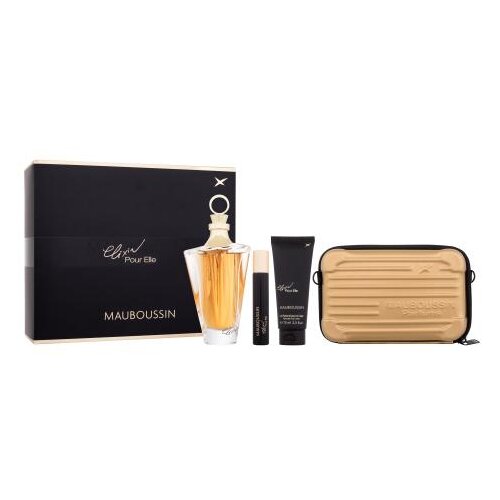 Mauboussin Elixir Pour Elle Set parfemska voda 100 ml + parfemska voda 20 ml + mlijeko za tijelo 75 ml + torbica za rame za žene Slike