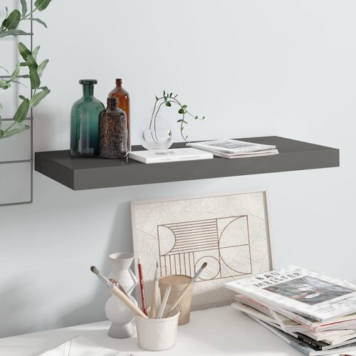  Plutajuća zidna polica visoki sjaj siva 60 x 23,5 x 3,8 cm MDF Slike