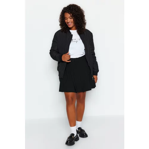 Trendyol Curve Black Pleated Halterneck/Weave Skater Skirt