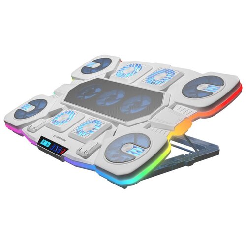  Postolje za notebook gaming RAMPAGE S50 Glacier White RGB Lighting, 11 Fans, LCD Display, 1 Type C, 1 USB Port, 43332 Cene