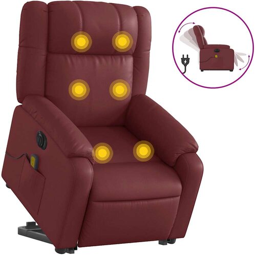 Maison Chic Električni masažni stol - Relax naslanjač s funkcijo vstajanja rdeče umetno usnje, (22061409) Slike