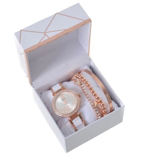 Jasmine, poklon set, ručni sat i narukvica, bela Slike