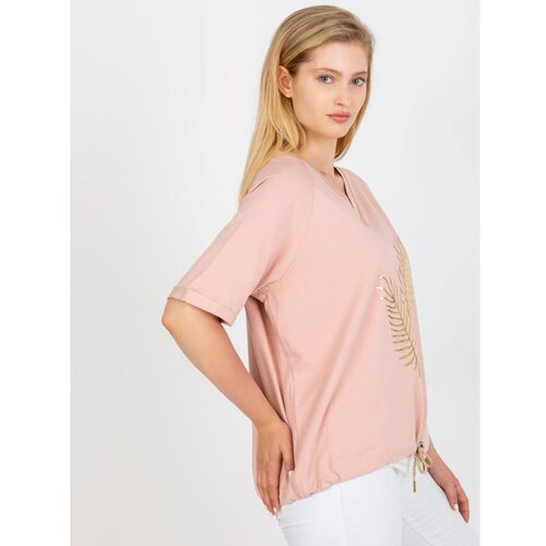 Fashion Hunters Dusty pink plus size blouse decorated with sequins Slike