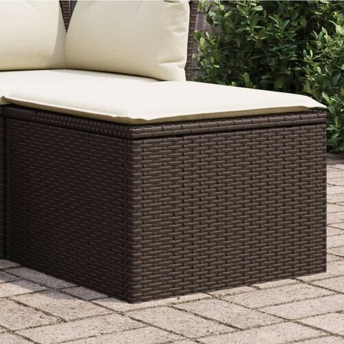 vidaXL Vrtni stolček z blazino rjav 55x55x37 cm poli ratan Cene