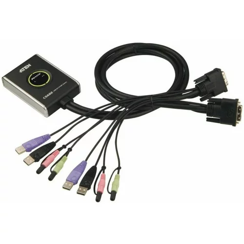 Aten KVM stikalo 2:1 mini DVI/USB/AVDIO s kabli CS682 CS682-AT