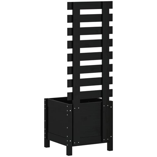  Vrtna sadilica sa stalkom crna 39x39,5x114 cm masivna borovina Slike