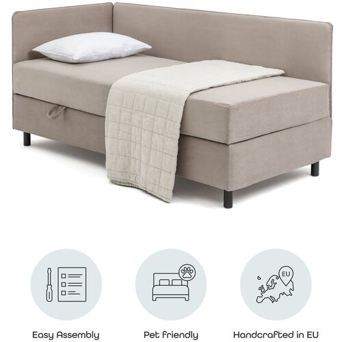 Bonami Selection sivorjava oblazinjena postelja s prostorom za shranjevanje z vzmetnico 120x200 cm avela &amp;ndash; Slike