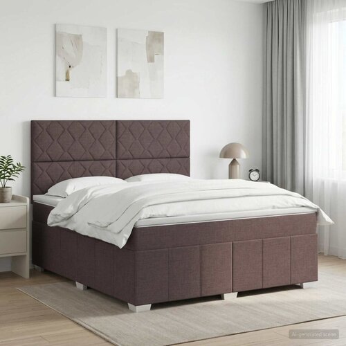  Boxspring krevet s madracem Tamno smeđa 180 x 200 cm Tkanina - Tamno smeđa 180 x 200 cm Dizajn s rombovima Cene