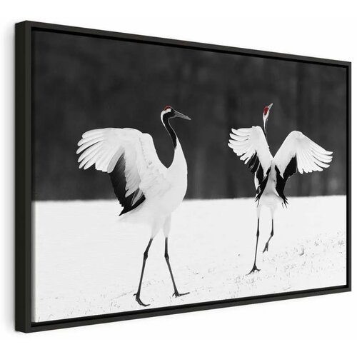  Slika - Dancing Cranes (1 Part) Wide 90x60 U crnom drvenom okviru Cene