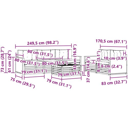  Set vanjskih sofa 6 kom. Prirodna i antracit Slike