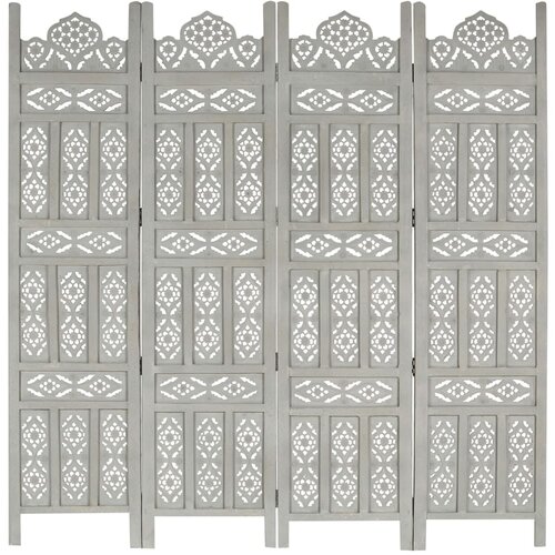 VidaXL sobna pregrada s 4 panela siva 160 x 165 cm masivno drvo manga Slike