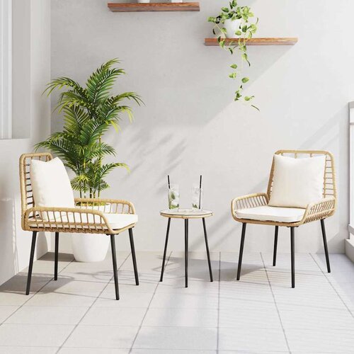 VidaXL Vrtni set za objed 3 pcs Smeđa, Crna, Krema 35 x 35 x 45 cm Slike