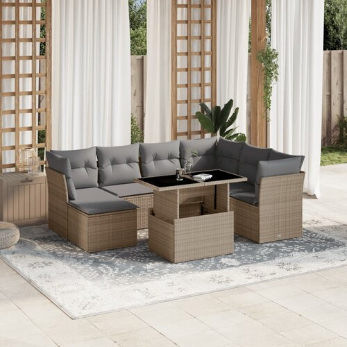 vidaXL 8-dijelni set vrtnih sofa od poliratana s jastucima bež Cijene