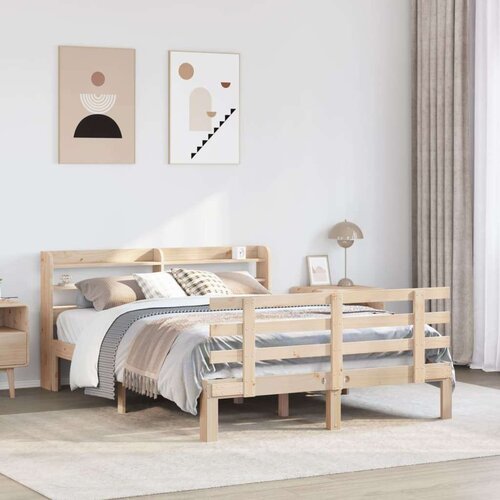 vidaXL Okvir kreveta s uzglavljem 140 x 190 cm od masivne borovine Cene