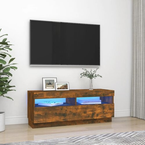 The Living Store ormarić s LED svjetlima boja dimljenog hrasta 100x35x40 cm Cijene