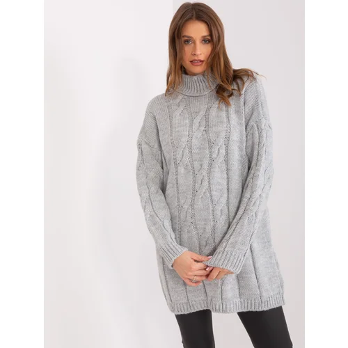 Fashion Hunters Gray knitted turtleneck dress