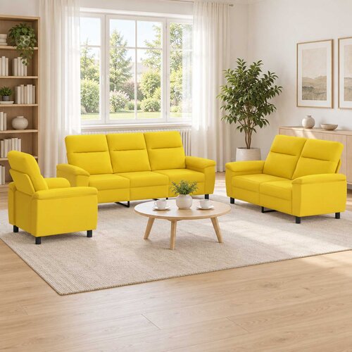  Set sofe 3 pcs Svijetlo žuta Tkanina Cijene