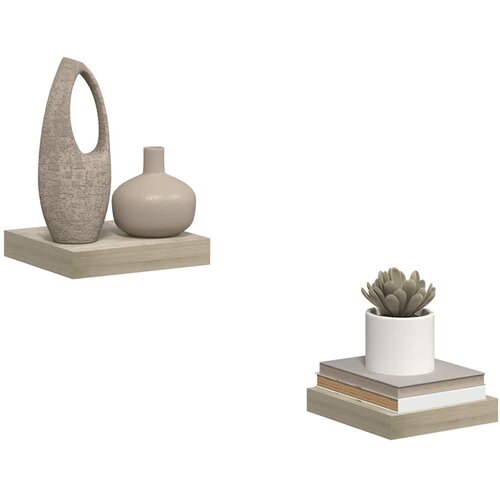 Plutajuće zidne police 2 kom boja hrasta 23 x 23,5 x 3,8 cm MDF Slike