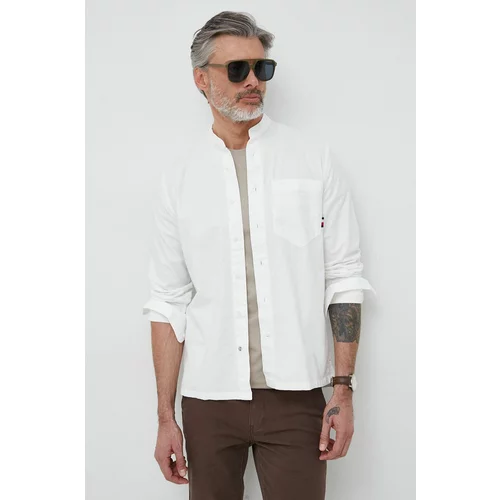 Tommy Hilfiger Pamučna košulja za muškarce, boja: bijela, relaxed, s ruskim ovratnikom