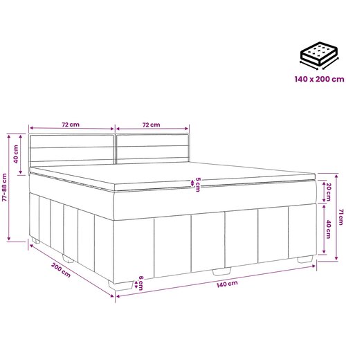  Boxspring krevet s madracem Svjetlosiva 140 x 200 cm Tkanina Slike