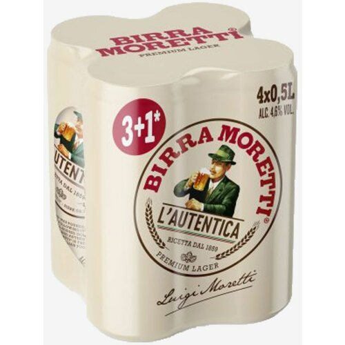 Birra Moretti pivo limenka 0.50 lit 3+1 gratis Slike