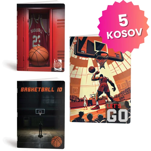 Rucksack Only Zvezek A4 Basketball, brezčrtni, 52 listov, sortirano, 5 kosov