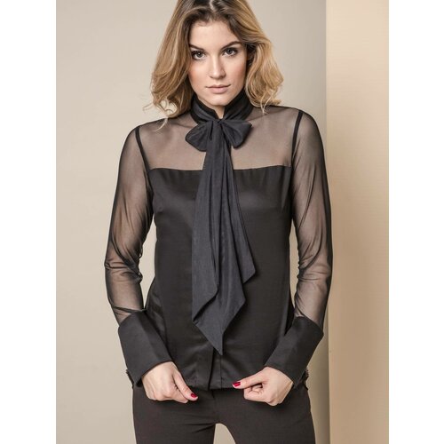 MISS CITY SHIRT WITH TULLE SLEEVES BLACK Cene