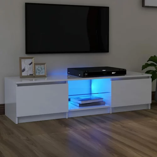 TV ormarić s LED svjetlima visoki sjaj bijeli 140x40x35,5 cm
