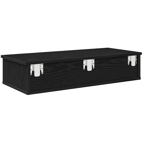  Zidna polica s ladicama crna 80x34x17 cm izrađeno drvo Slike