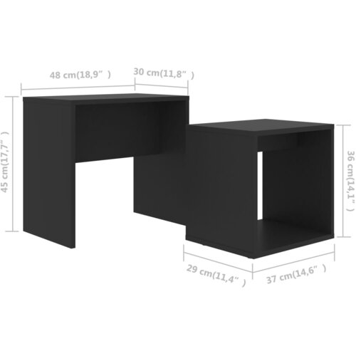  Set stolića za kavu crni 48 x 30 x 45 cm konstruirano drvo Slike