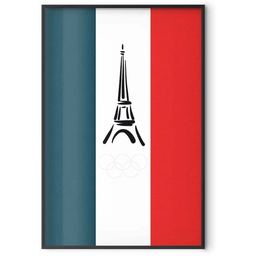  Plakat - Graphic Eiffel Tower Against the French Flag 29.7x42 Crni okvir Cene