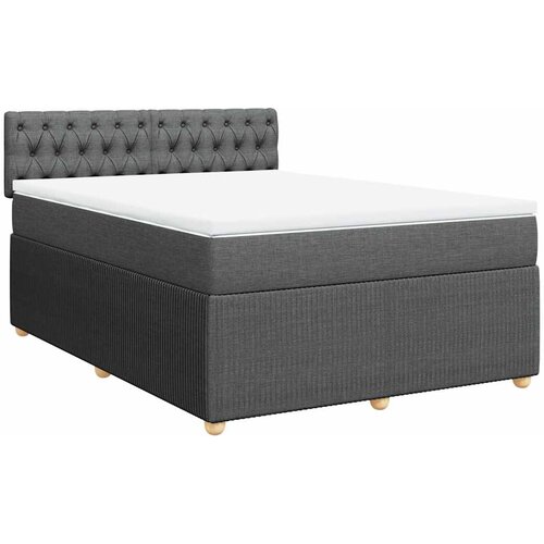  Krevet s oprugama i madracem tamnosivi 140x190 cm od tkanine Slike