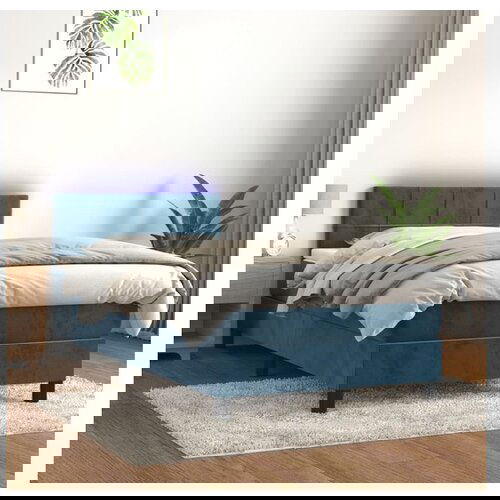 VidaXL Krevet box spring s madracem LED tamnoplavi 90x190 cm bar&amp;scaron;un Slike