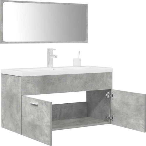 VidaXL 3-dijelni set kupaonskog namje&amp;scaron;taja siva boja betona drveni Slike