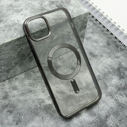 Futrola clear elegant magsafe za iphone 15 plus/ crna Slike