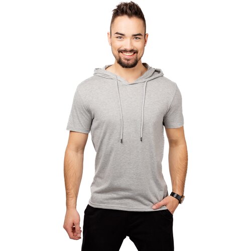 Glano Men's Hooded T-Shirt - grey Cene