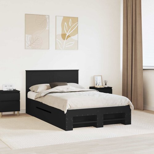  Krevetna konstrukcija Crna 120 x 200 cm Konstruirano drvo Cijene