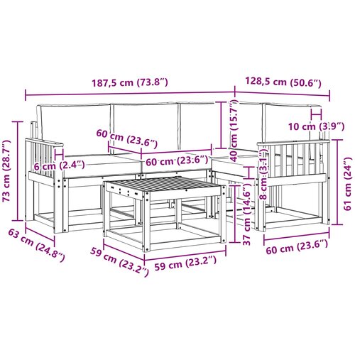  Set vanjskih sofa 5 kom. Prirodna i krem Slike