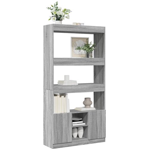  Visoka komoda siva boja hrasta 92x33x180 cm konstruirano drvo Slike