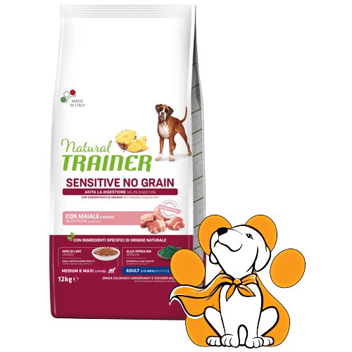 Natural trainer sensitive No Grain Medium&Maxi Adult Pork 12kg, Bez Žitarica Slike