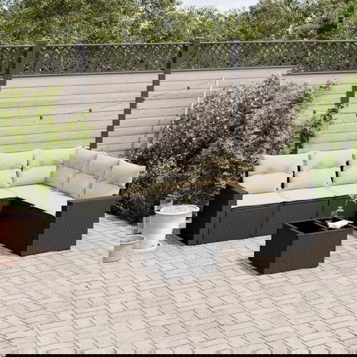 vidaXL 7-dijelni set vrtnih sofa od poliratana s jastucima crni Cijene