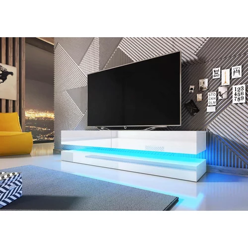 TV Visei ormari FLIN bijela visoki sjaj, 140 cm + LED
