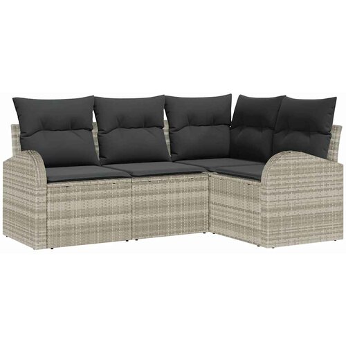 Sjedeća garnitura za vrt 4 kom. Svijetlo siva poliratan Svjetlosiva 179 x 124 x 85 cm Slike