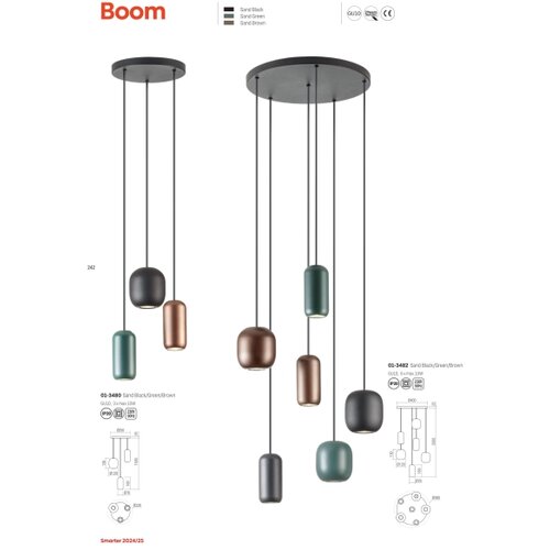  Redo 01-3482 - Visilica na sajli BOOM 6xGU10/10W/230V prečnik 48 cm crna/zelena/braon Slike