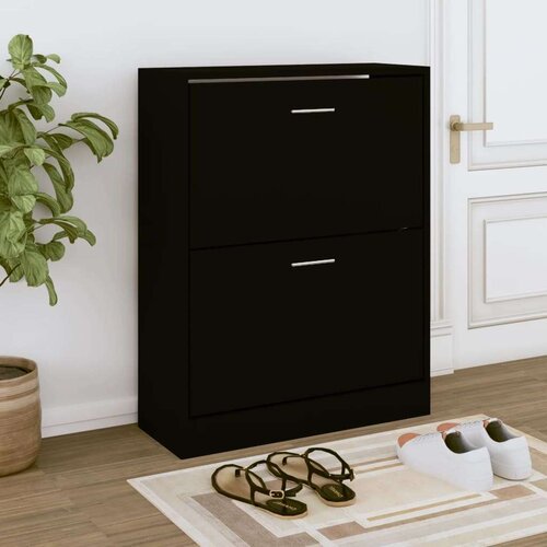 VidaXL ormarić za cipele crni 63 x 24 x 81 cm od konstruiranog drva Slike