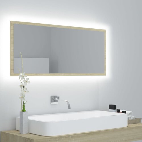  LED kupaonsko ogledalo boja hrasta sonome 100x8,5x37 cm akrilno Slike
